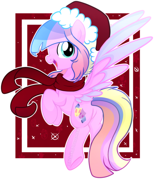 Size: 1024x1187 | Tagged: safe, artist:xwhitedreamsx, derpibooru import, oc, unofficial characters only, pegasus, pony, clothes, female, hat, mare, scarf, simple background, smiling, solo, transparent background