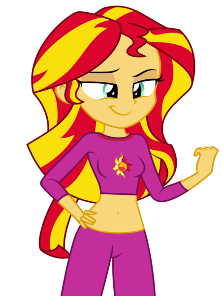 Size: 3001x3989 | Tagged: safe, artist:discorded, artist:ponyalfonso, derpibooru import, edit, vector edit, sunset shimmer, equestria girls, rainbow rocks, belly button, clothes, fist pump, hand on hip, high res, midriff, pajamas, show accurate, simple background, transparent background, vector