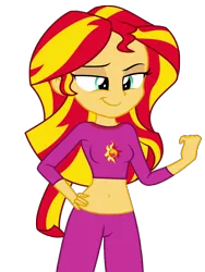 Size: 3001x3989 | Tagged: safe, artist:discorded, artist:ponyalfonso, derpibooru import, edit, vector edit, sunset shimmer, equestria girls, rainbow rocks, belly button, clothes, fist pump, hand on hip, high res, midriff, pajamas, show accurate, simple background, transparent background, vector
