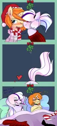 Size: 1262x2799 | Tagged: suggestive, artist:kikiluv, artist:whoop, derpibooru import, oc, oc:fabulous jin, oc:whoop, unofficial characters only, bed, blushing, comic, femboy, gay, male, mistletoe, smoking