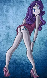 Size: 598x1000 | Tagged: adorasexy, artist:xexus, ass, bracelet, breasts, clothes, cute, cutie mark, derpibooru import, dress, female, high heels, horn, horned humanization, human, humanized, looking at you, nightgown, pony coloring, rarity, ring, sexy, skinny, solo, solo female, suggestive