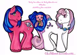 Size: 652x462 | Tagged: artist:kay-kitten, baby countdown, baby moondancer, countdownbetes, cute, dancerbetes, derpibooru import, female, g1, male, safe, shipping, straight, teddy bear