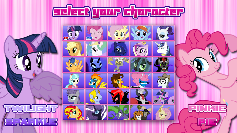 Size: 1920x1080 | Tagged: safe, artist:dashiemlpfim, derpibooru import, applejack, cheese sandwich, chimera sisters, coco pommel, discord, flash sentry, fluttershy, king sombra, lord tirek, mane-iac, maud pie, nightmare moon, nightmare rarity, pinkie pie, princess cadance, princess celestia, princess luna, queen chrysalis, rainbow dash, rarity, seabreeze, shining armor, silver shill, spitfire, sunset shimmer, twilight sparkle, twilight sparkle (alicorn), oc, oc:delta brony, oc:omega brony, oc:twivine sparkle, alicorn, bat pony, breezie, chimera, pony, alicorn oc, character select, dark magic, flutterbat, key six, magic, mane six, multiple heads, parody, roster, sombra eyes, three heads, vector, wallpaper