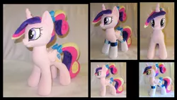 Size: 2717x1541 | Tagged: alternate hairstyle, artist:fireflytwinkletoes, bow, clothes, custom, derpibooru import, irl, photo, plushie, ponytail, princess cadance, ribbon, safe, socks, solo, tail bow, younger