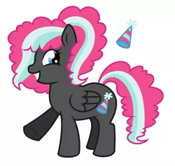 Size: 1120x1056 | Tagged: safe, artist:unoriginai, derpibooru import, oc, oc:party crasher, unofficial characters only, pegasus, pony, crack shipping, cute, cutie mark, female, filly, grin, offspring, parent:pinkie pie, parent:thunderlane, parents:pinkielane, raised hoof, smiling, solo, squee, story included