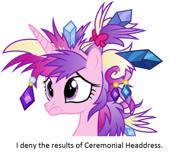 Size: 818x688 | Tagged: bad hair, ccg, ceremonial headdress, derpibooru import, messy mane, meta, princess cadance, sad, safe, simple background, solo, text, vector, white background
