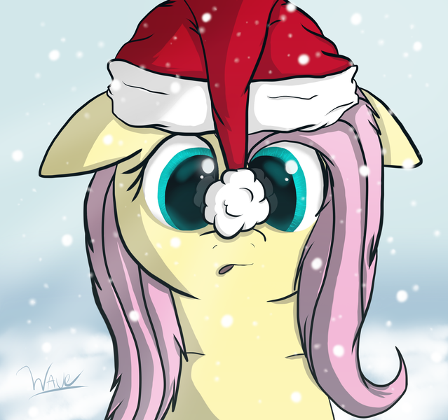 Size: 3000x2818 | Tagged: safe, artist:wave-realm, derpibooru import, fluttershy, pegasus, pony, christmas, snow, snowfall