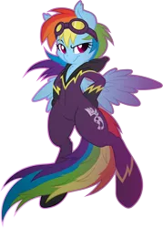 Size: 4478x6264 | Tagged: safe, artist:dfectivedvice, artist:gray-gold, derpibooru import, rainbow dash, pegasus, pony, semi-anthro, absurd resolution, arm hooves, bipedal, chest fluff, clothes, colored wings, female, goggles, hood, mare, shadowbolt dash, shadowbolts, shadowbolts costume, simple background, solo, transparent background, vector