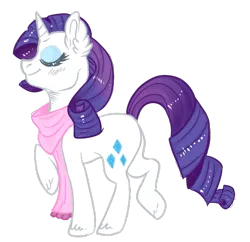 Size: 523x507 | Tagged: safe, artist:mellowlamb, artist:phewmonster, derpibooru import, rarity, pony, unicorn, clothes, cute, ear fluff, eyes closed, female, mare, profile, raribetes, scarf, simple background, smiling, solo, transparent background