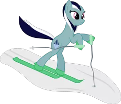Size: 7494x6400 | Tagged: safe, artist:parclytaxel, derpibooru import, ponified, earth pony, pony, albumin flask, .svg available, absurd resolution, bipedal, hoof hold, simple background, skiing, slovenia, smiling, snow, solo, tina maze, transparent background, vector