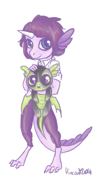 Size: 626x1200 | Tagged: anthro, anthro oc, artist:vautaryt, derpibooru import, dracony, hybrid, interspecies offspring, oc, oc:obsidian, offspring, parent:rarity, parent:spike, parents:sparity, plushie, safe, solo, spike plushie, unofficial characters only