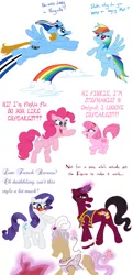 Size: 623x1282 | Tagged: safe, artist:ladykeane, derpibooru import, pinkie pie, rainbow dash, rarity, ponified, earth pony, pegasus, pony, unicorn, crossover, lazytown, pink, robbie rotten, sportacus, stephanie, stephanie meanswell, stepony