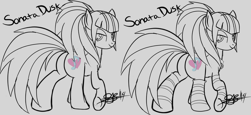 Size: 2203x1008 | Tagged: safe, artist:xxxsketchbookxxx, derpibooru import, sonata dusk, ponified, earth pony, pony, equestria girls, clothes, disguise, disguised siren, equestria girls ponified, female, gem, jewelry, mare, necklace, ponified siren, siren gem, socks, solo, striped socks, underhoof, wip