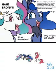 Size: 1024x1308 | Tagged: alicorn, artist:congee-painting, brony, comic, derpibooru import, kimoi girls, laughing, looking at you, oc, oc:fausticorn, princess celestia, princess luna, safe, shaming