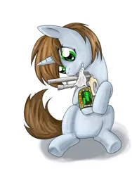 Size: 1200x1600 | Tagged: safe, artist:burnout, derpibooru import, oc, oc:littlepip, unofficial characters only, pony, unicorn, fallout equestria, fanfic, explicit source, fanfic art, female, gun, handgun, horn, little macintosh, mare, pipbuck, revolver, simple background, solo, weapon, white background