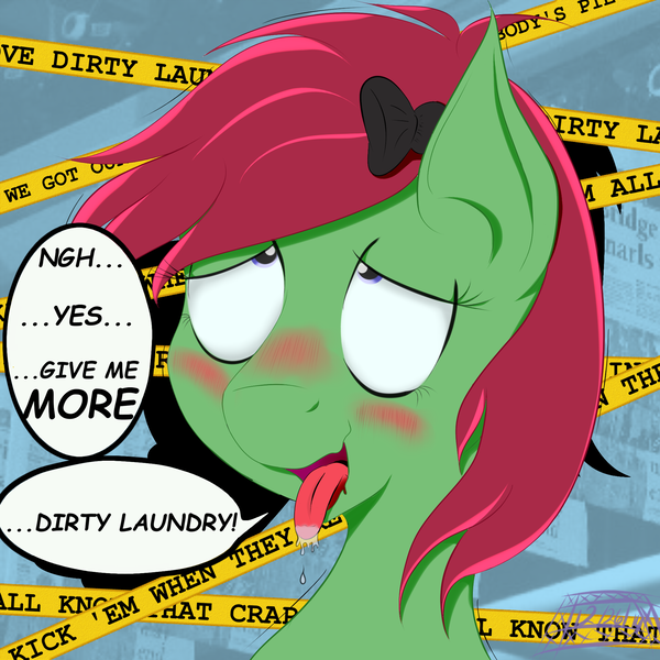 Size: 2000x2000 | Tagged: ahegao, artist:aerialift, bust, derpibooru import, dialogue, horse news, oc, oc:newsie, solo, suggestive, unofficial characters only