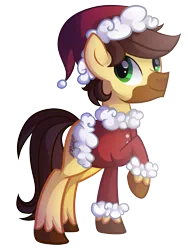 Size: 1357x1800 | Tagged: safe, artist:drawntildawn, derpibooru import, oc, oc:calpain, unofficial characters only, calpain, christmas, hat