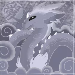 Size: 999x999 | Tagged: artist:divergentassailant, chinese dragon, cloud, cloudy, derpibooru import, love symbol, moon, oc, rain, safe, solo, unofficial characters only