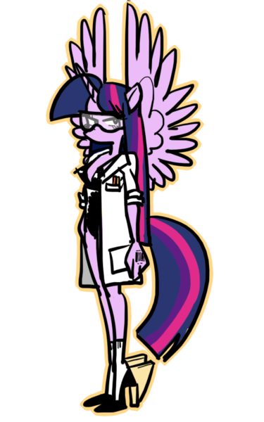 Size: 500x800 | Tagged: ambiguous facial structure, anthro, artist:cofotory, derpibooru import, glasses, safe, simple background, solo, transparent background, twilight sparkle, twilight sparkle (alicorn)