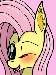 Size: 1536x2048 | Tagged: safe, artist:sketchyartist, derpibooru import, fluttershy, blushing, looking at you, wink