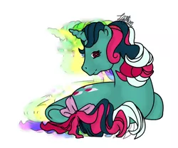 Size: 960x800 | Tagged: artist:sofilut, derpibooru import, fizzy, g1, safe, solo, tail bow, underhoof