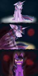 Size: 2000x4000 | Tagged: safe, artist:arynalba, artist:aryncoryn, derpibooru import, twilight sparkle, twilight sparkle (alicorn), alicorn, pony, alternate cutie mark, clothes, comic, corrupted, corrupted twilight sparkle, corruption of magic, crossover, crying, dark magic, dark twilight, dark twilight sparkle, darkened coat, darkened cutie mark, darkened hair, darklight, darklight sparkle, dr. jekyl and mr. hyde, dr. sparkle and miss twilight, dr. sparkle and ms. hide, evil, evil twilight, fanfic:the strange case of princess twilight and miss midnight, female, horn, magic, mare, missing horn, red eyes, solo, suit, the strange case of dr. jekyl and mr. hyde, the strange case of dr. sparkle and miss twilight, twilight is anakin, two sides