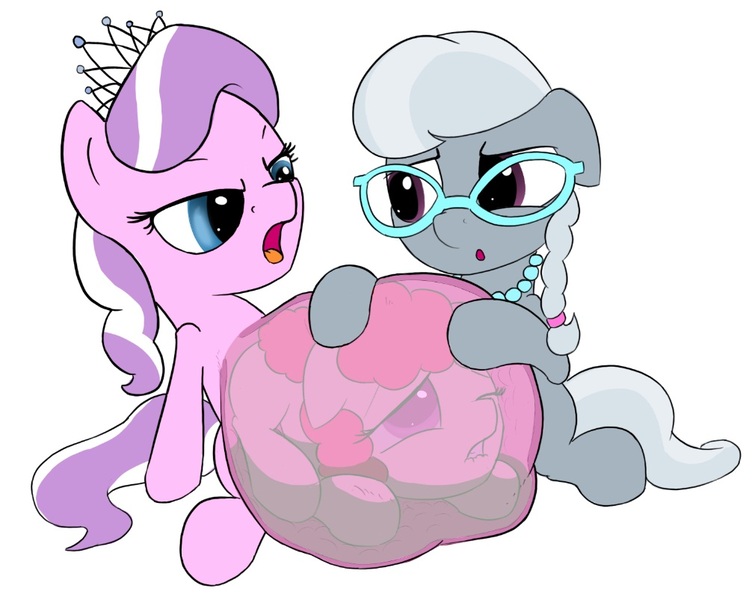 Size: 1010x803 | Tagged: artist:augustbebel, belly, blank flank, derpibooru import, diamond tiara, endosoma, fetish, internal, lip bite, open mouth, questionable, silver spoon, stomach acid, twist, vore, x-ray