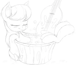 Size: 3104x2644 | Tagged: artist:purple-yoshi-draws, bath, bubble, cello, derpibooru import, eyes closed, monochrome, musical instrument, octavia melody, relaxing, safe, solo