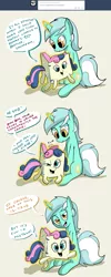 Size: 1280x3193 | Tagged: safe, artist:docwario, derpibooru import, bon bon, lyra heartstrings, sweetie drops, pony, askblankbon, book, reading, tumblr, wat