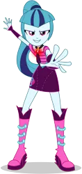 Size: 6000x12750 | Tagged: safe, artist:caliazian, derpibooru import, sonata dusk, equestria girls, rainbow rocks, .ai available, absurd resolution, amulet, boots, clothes, evil, fingerless gloves, gloves, high heel boots, jewelry, looking at you, necklace, necktie, pendant, pose, simple background, skirt, solo, transparent background, vector, welcome to the show