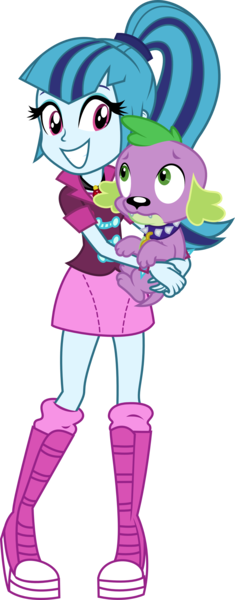 Size: 1342x3427 | Tagged: safe, artist:zeldarondl, derpibooru import, sonata dusk, spike, dog, equestria girls, rainbow rocks, cute, love, shipping, simple background, smiling, sonatabetes, spike the dog, spikelove, spinata, transparent background, vector