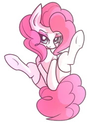 Size: 709x941 | Tagged: suggestive, artist:mayde-m, deleted from derpibooru, derpibooru import, pinkie pie, pony, bedroom eyes, clothes, female, looking at you, mare, simple background, socks, solo, spread legs, spreading, transparent background, underhoof, white socks
