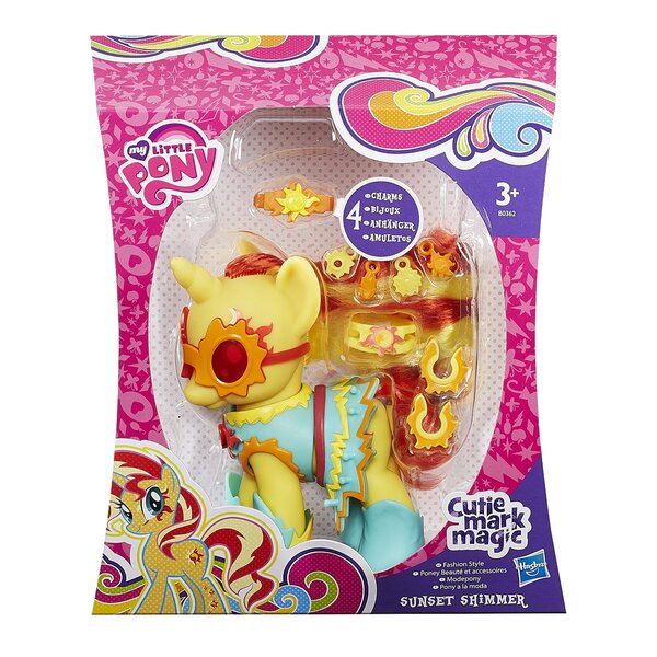 Size: 1500x1500 | Tagged: safe, derpibooru import, sunset shimmer, pony, unicorn, accessories, clothes, cutie mark magic, doll, dress, goggles, solo, toy