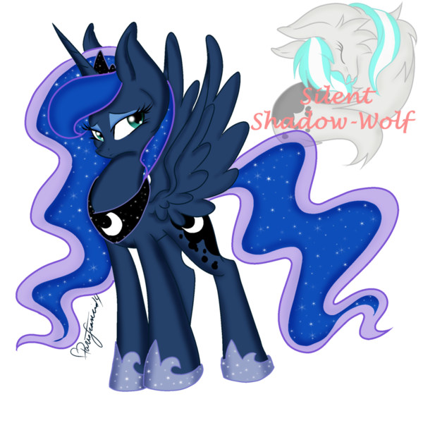 Size: 1024x1024 | Tagged: safe, artist:silent-shadow-wolf, derpibooru import, princess luna, simple background, solo, spread wings, transparent background