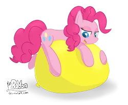 Size: 2300x1890 | Tagged: artist:ponballoon, balloon, balloon fetish, cute, derpibooru import, fetish, heart eyes, pinkie pie, prone, safe, wingding eyes