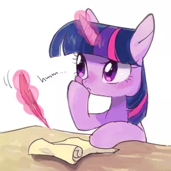 Size: 1800x1800 | Tagged: safe, artist:nora1211, derpibooru import, twilight sparkle, pixiv, quill, solo