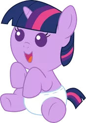 Size: 1332x1899 | Tagged: safe, artist:mighty355, derpibooru import, twilight sparkle, pony, baby, baby pony, babylight sparkle, diaper, filly, filly twilight sparkle, foal, happy, simple background, transparent background, vector