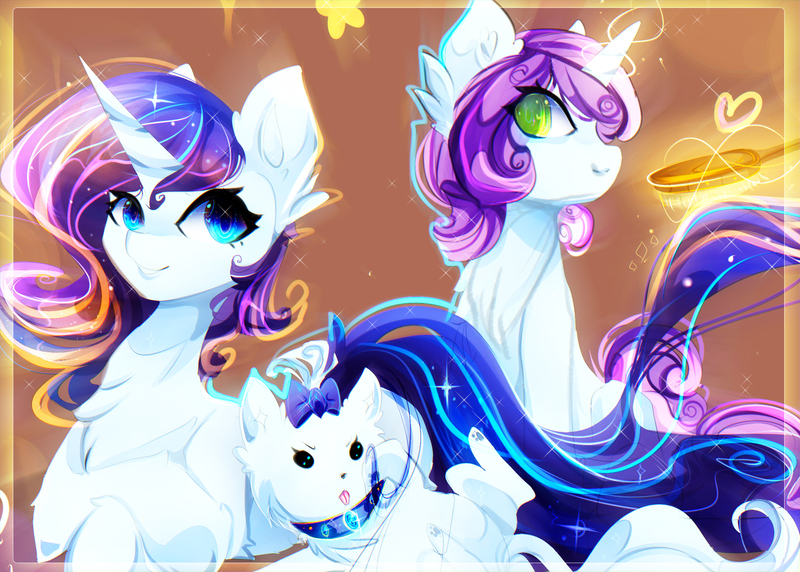 602737 Safe Artistkoveliana Derpibooru Import Opalescence Rarity Sweetie Belle