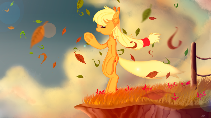 Size: 1024x576 | Tagged: safe, artist:saddnesspony, derpibooru import, applejack, earth pony, pony, solo