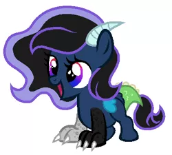 Size: 418x376 | Tagged: artist:unoriginai, chimera, crack shipping, cute, derpibooru import, draconequus, female, filly, hybrid, interspecies offspring, oc, offspring, parent:discord, parent:princess luna, parents:lunacord, safe, unofficial characters only
