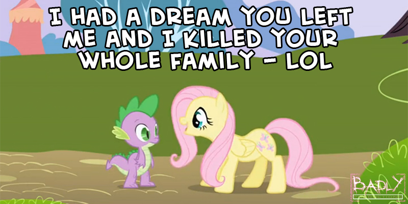 Size: 800x400 | Tagged: derpibooru import, dream, female, fluttershy, flutterspike, grimdark, image macro, male, meme, shipping, spike, straight