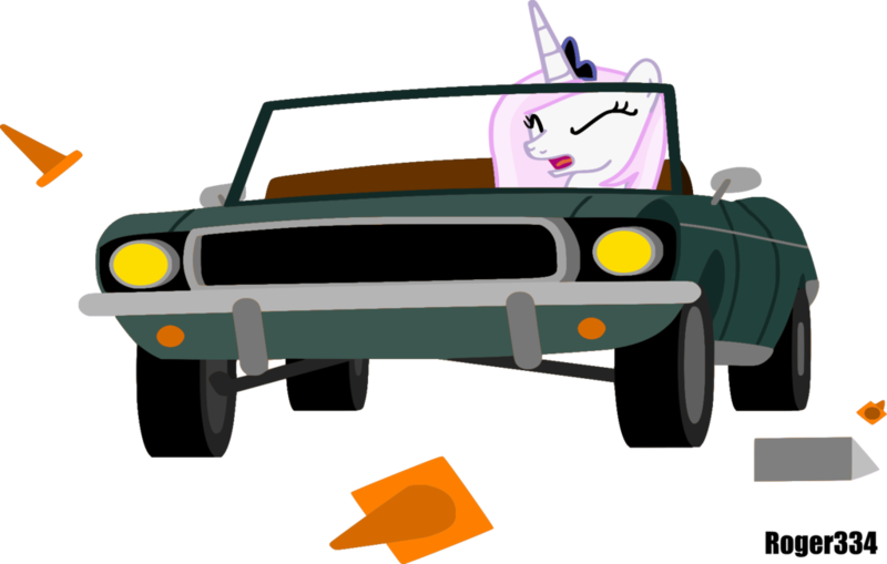 Size: 1024x652 | Tagged: artist:roger334, car, crown, derpibooru import, fear, fleur-de-lis, safe, simple background, solo, stuntmare, stuntpony, traffic cone, transparent background