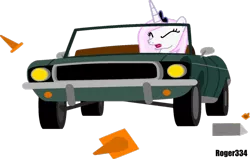 Size: 1024x652 | Tagged: artist:roger334, car, crown, derpibooru import, fear, fleur-de-lis, safe, simple background, solo, stuntmare, stuntpony, traffic cone, transparent background