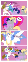 Size: 900x1998 | Tagged: safe, artist:pixelkitties, derpibooru import, derpy hooves, princess celestia, twilight sparkle, badger, pegasus, pony, artifact, comic, female, lesbian, lineless, mare, shipping, taco, twerpy, wat