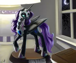 Size: 3000x2500 | Tagged: safe, artist:silfoe, derpibooru import, oc, oc:nyx, unofficial characters only, alicorn, pony, alicorn oc, nightmare nyx, solo, statue