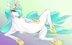 Size: 1512x940 | Tagged: anatomically incorrect, artist:tyuubatu, derpibooru import, draw me like one of your french girls, featureless crotch, incorrect leg anatomy, pixiv, princess celestia, solo, suggestive