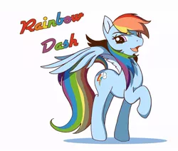 Size: 800x679 | Tagged: safe, artist:science fox, derpibooru import, rainbow dash, pegasus, pony, backwards cutie mark, raised hoof, simple background, solo, white background