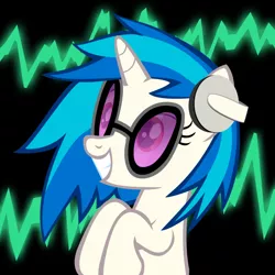 Size: 900x900 | Tagged: safe, artist:theflutterknight, derpibooru import, vinyl scratch, headphones, solo