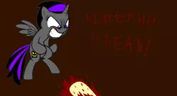 Size: 1024x557 | Tagged: grimdark, artist:axalona, artist:mrs-slaughter, derpibooru import, fluttershy, oc, oc:hesh, alicorn, pony, alicorn oc, duo, flutterbuse, gore, murder, op has issues