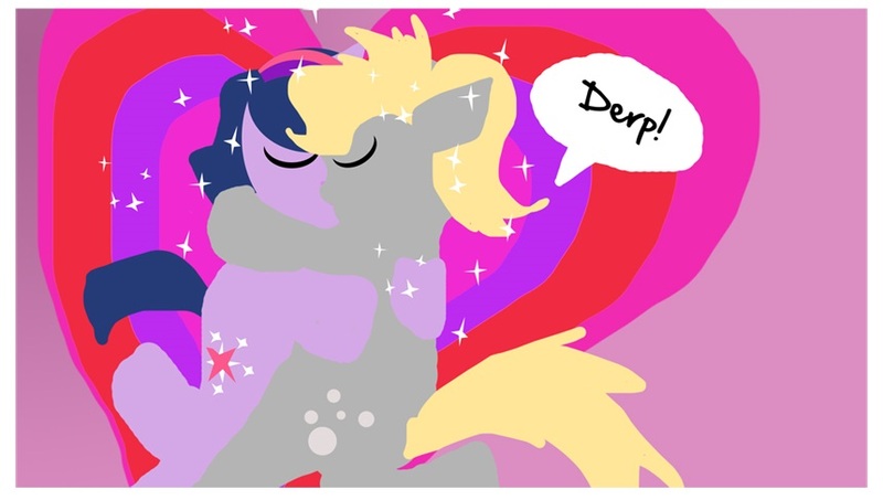 Size: 860x487 | Tagged: safe, artist:pixelkitties, derpibooru import, derpy hooves, twilight sparkle, pegasus, pony, comic, derp, female, heart, kissing, lesbian, love, mare, shipping, twerpy